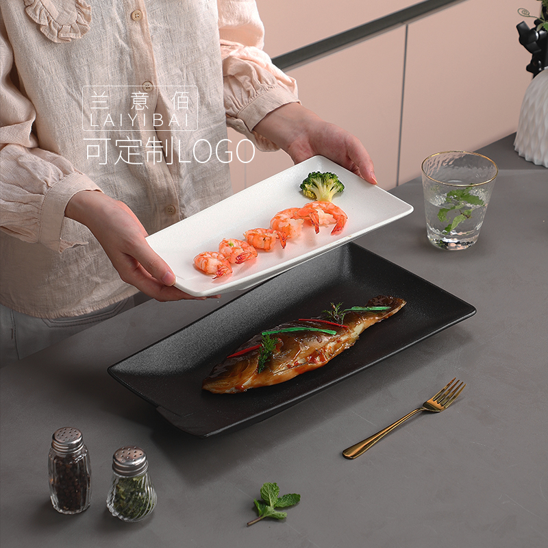 釉下彩陶瓷高颜值异形秋刀鱼盘