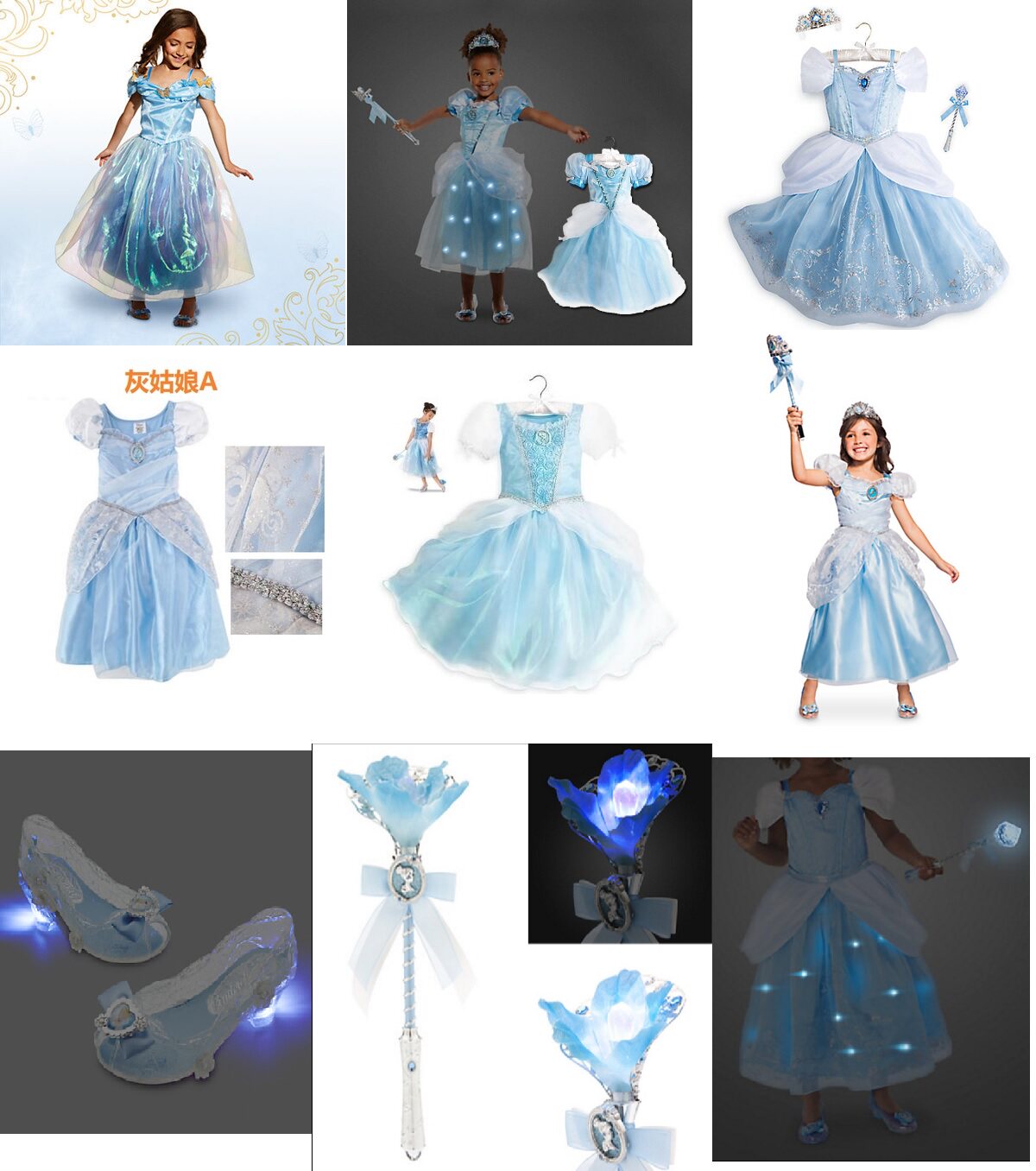 现货包邮迪士尼Disney 女童公主系列灰姑娘仙蒂公主礼服裙公主裙