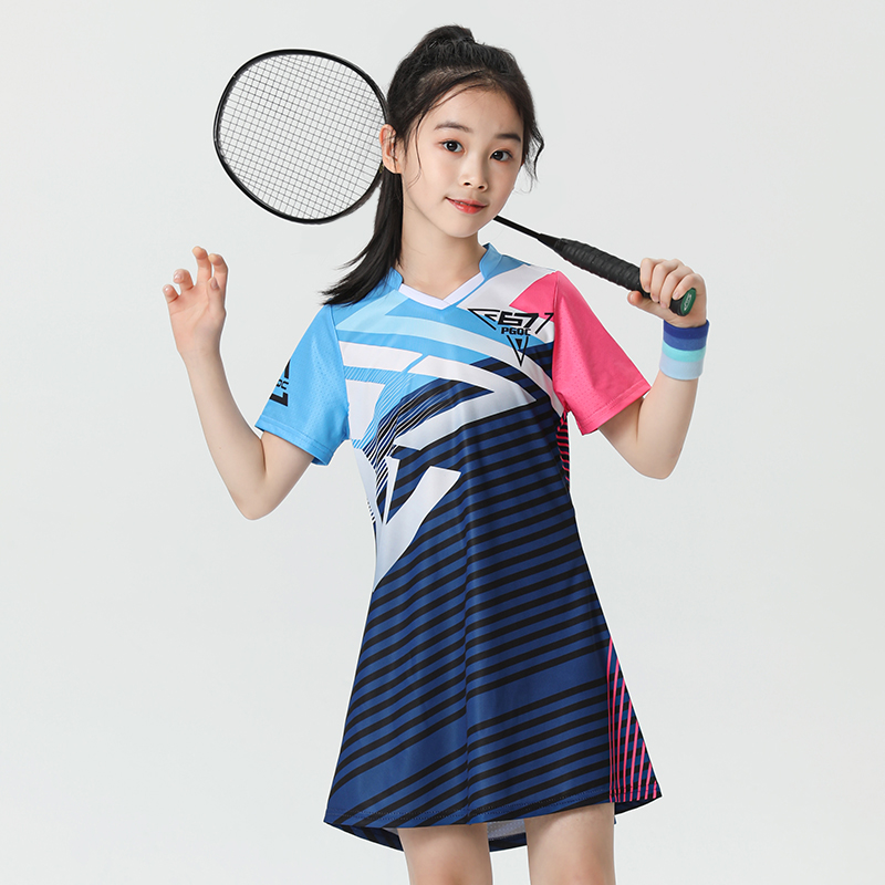 儿童羽毛球服连衣裙女童2025新款修身速干运动服团队比赛训练服男