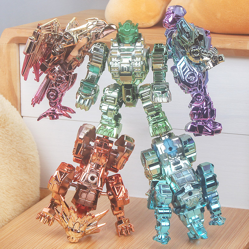 酷炫渐变猛兽变形机器人熊犀牛狮子猩猩雄鹰模型儿童益智玩具礼物