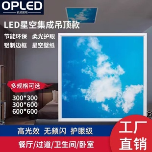 蓝天白云集成吊顶灯卫生间厨房铝扣板灯led平板灯游泳馆专用灯