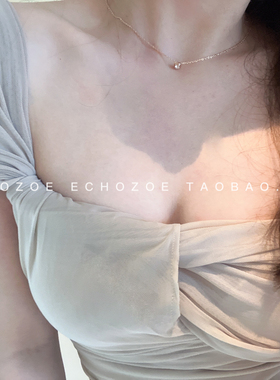 ECHOZO颗足以闪耀ka飞碟泡泡项链女单钻锁骨链9分钻项链