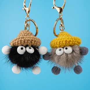 水貂毛煤球包包挂件毛绒公仔玩偶包包挂饰书包挂件钥匙扣挂绳百搭