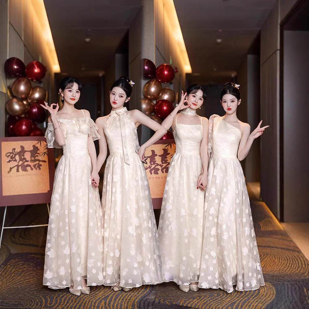 香槟色伴娘服2026新款年会感小众绝美姐妹团订婚礼服裙女平时可穿