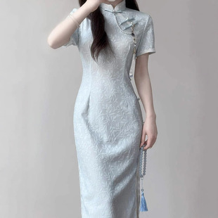 旗袍小个子2025春夏季新中式年轻款套装高贵订婚改良旗袍连衣裙子