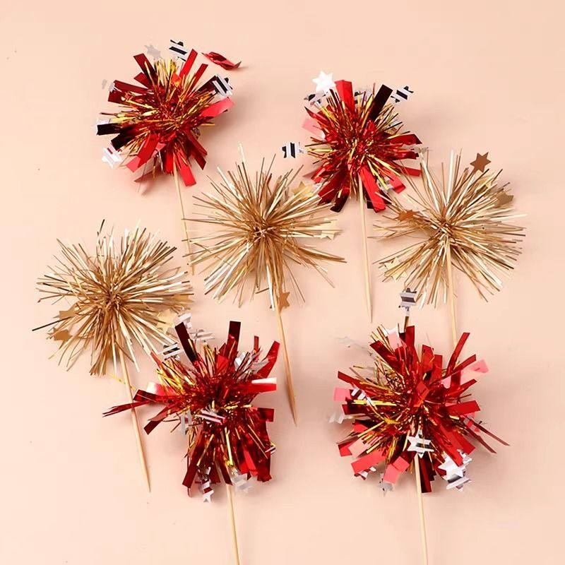 2025新款金色红色雨丝蛋糕装饰插件红金流苏礼花插旗生日派对装扮,节庆用品/礼品,蛋糕/烘焙装饰用品,淘宝优惠券,粉丝福利购,淘宝优惠卷