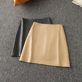 新款 短款 休闲气质 百搭流行 半身皮裙 时尚 春秋外贸韩版