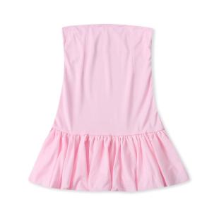 青春流行 小清新减龄 纯色抹胸连衣裙 新款 春夏外贸韩版