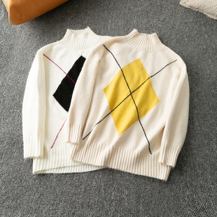 高领长袖 春秋外贸韩版 通勤百搭 温柔气质 套头毛线衣 新款