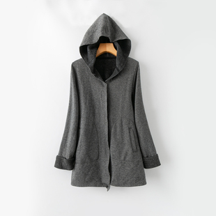 新款 加绒开衫 宽松显瘦 连帽长袖 外套 百搭休闲 春秋外贸韩版
