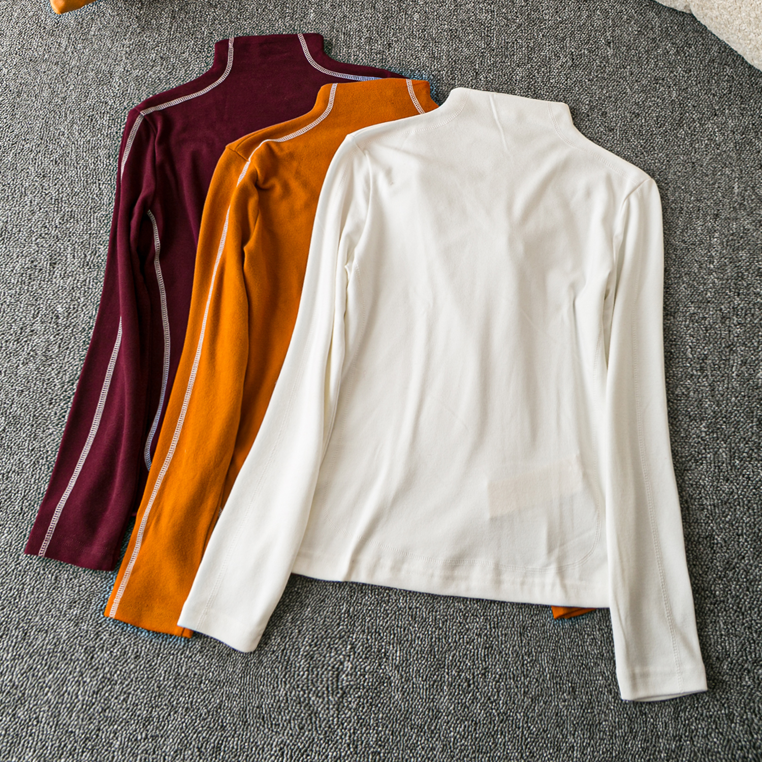 春秋外贸韩版新款   时尚百搭   舒适简约   中领长袖套头绒上衣