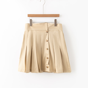 春秋外贸韩版新款 靓丽青春减龄 休闲时尚 纯色百褶半身短裙