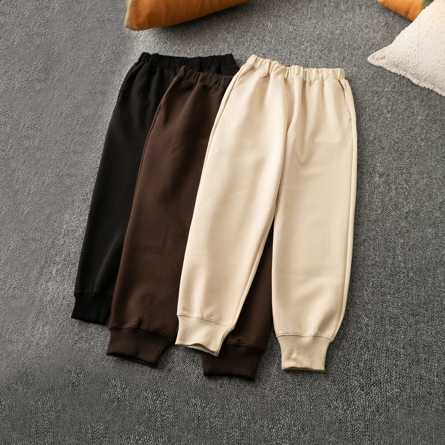 通勤百搭松紧腰小脚口长裤