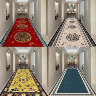 新中式走廊过道长条地毯国风古风复古可定制酒店宾馆佛堂茶室地垫
