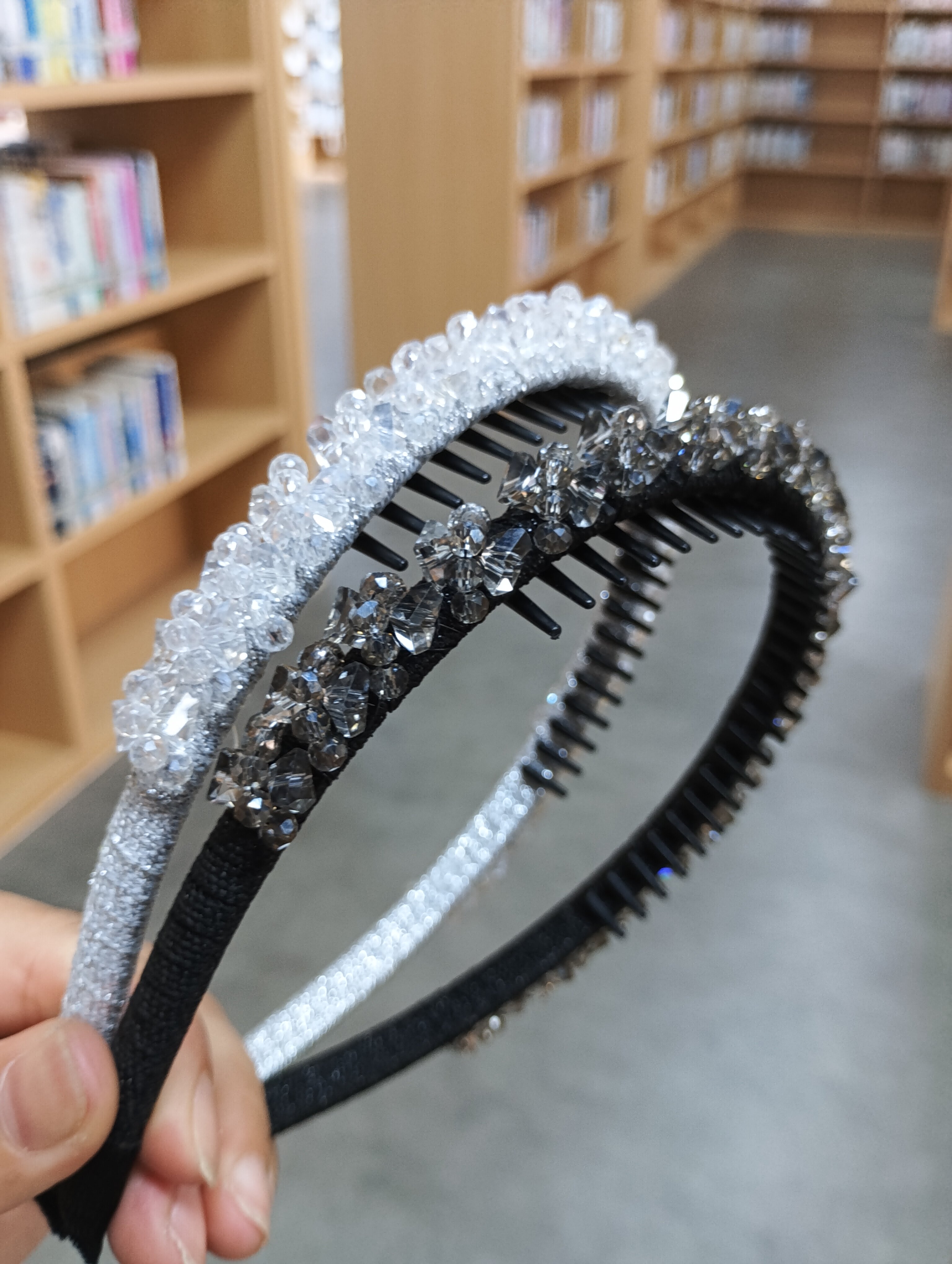精美手工串珠发饰水晶发卡带齿发箍防滑闪亮头箍轻奢百搭增高颅顶