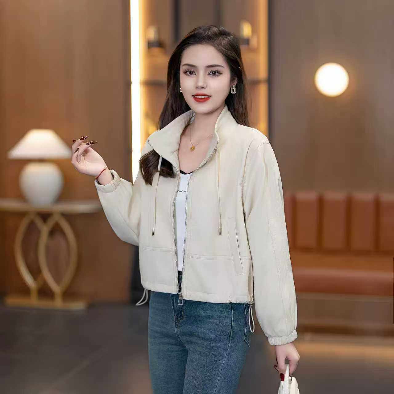 时尚立领短款外套女2026春季新款洋气显瘦百搭小个子休闲夹克上衣