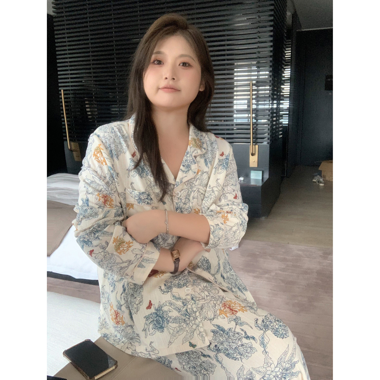 ALIN定制大码女装碎花睡衣套装