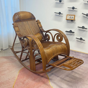 藤木年华真藤摇摇椅大人躺椅阳台家用休闲逍遥椅全藤藤编藤条摇椅