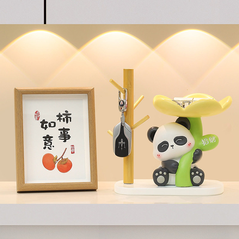 创意国潮熊猫入户钥匙收纳玄关乔迁新居摆件开业礼品树脂工艺品,家居饰品,桌面摆件,淘宝优惠券,粉丝福利购,淘宝优惠卷