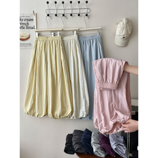 日韩系松弛感灯笼气球阔腿裤 裙子 女夏慵懒收口速干显瘦休闲花苞裤