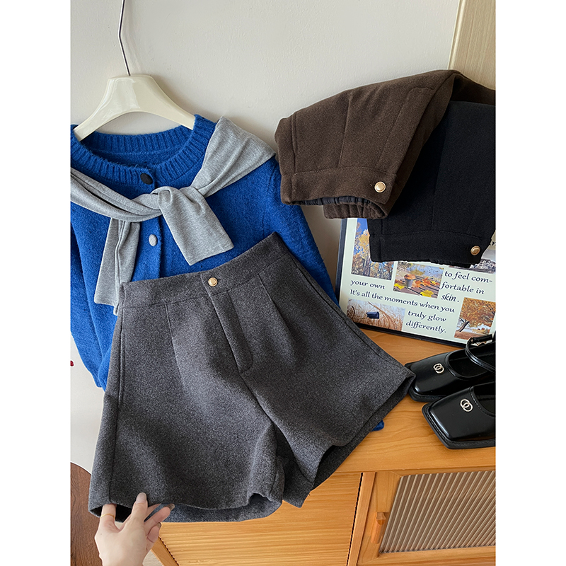 小金扣法式短裤洋气质ins风潮