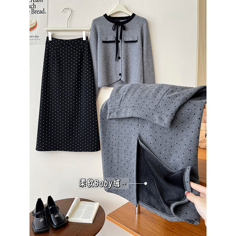 氛围感波点显瘦百搭直筒半身裙子