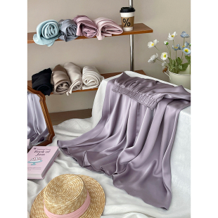 法式 复古紫色醋酸缎面天丝大摆半身裙女夏高级垂感度假风a字裙子