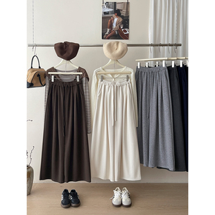 日韩系老钱风糯米毛巾羊绒山本阔腿裤 女秋冬松弛感慵懒百搭休闲裤