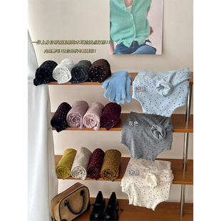 日韩系木耳花边领磨毛波点T恤女秋冬复古叠穿内外百搭打底衫 上衣