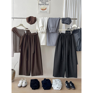 松弛感慵懒弯刀休闲裤 日韩系老钱风羊绒气球山本阔腿裤 女秋冬法式