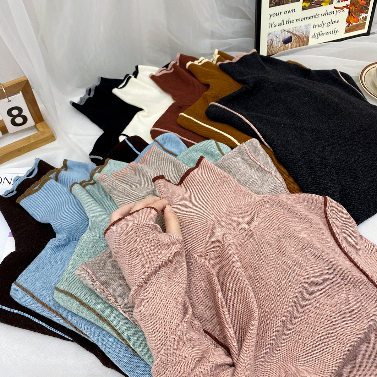 韩系复古高级设计感配大衣打底衫