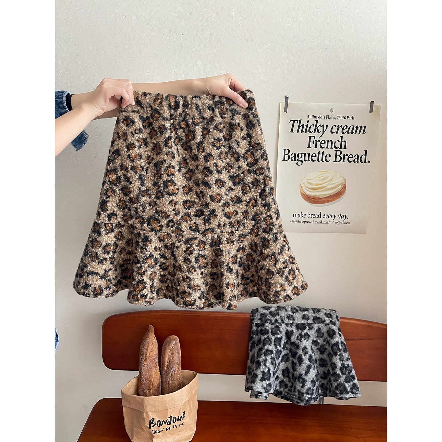 韩系复古圈圈羊羔毛呢料豹纹鱼尾中裙女秋冬法式百搭包臀半身裙子,女装/女士精品,半身裙,淘宝优惠券,粉丝福利购,淘宝优惠卷