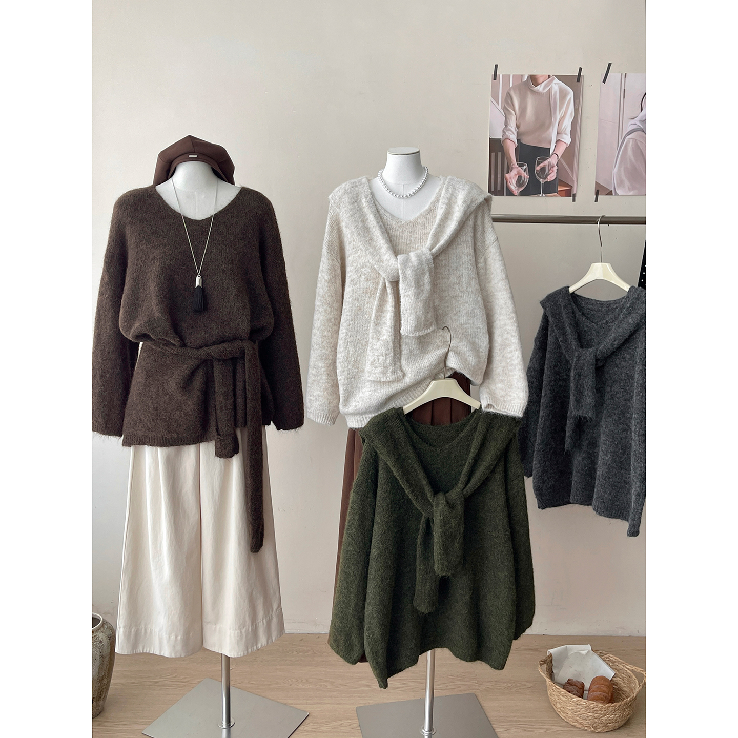 法式慵懒老钱风软糯针织毛衣套装