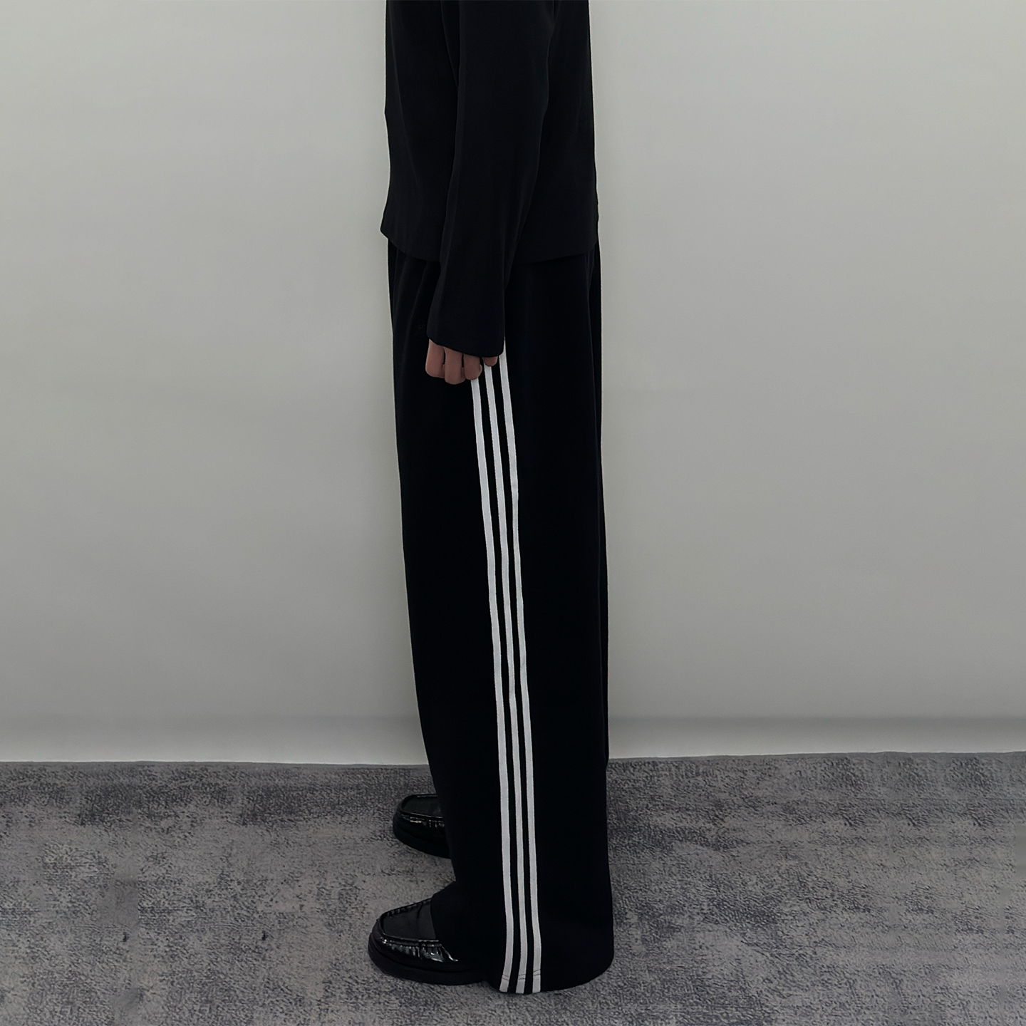 Roast lucky刺绣贴布纯棉廓形运动直筒长裤宽松BAGGY针织卫裤男