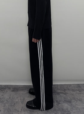 Roast lucky刺绣贴布纯棉廓形运动直筒长裤宽松BAGGY针织卫裤男