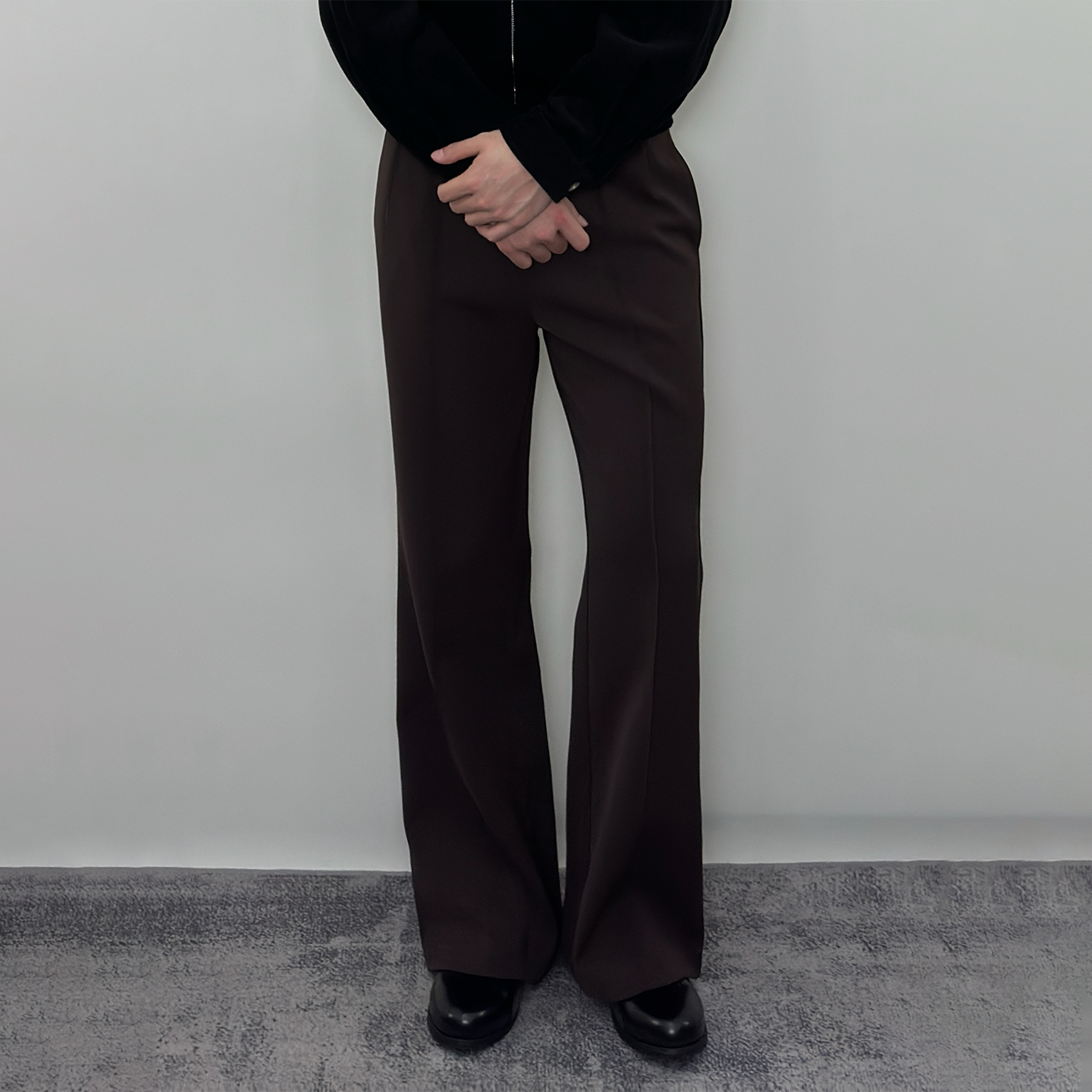 Roast lucky秋季混纺单打褶西裤2.0 休闲抗皱宽松显腿长直筒长裤