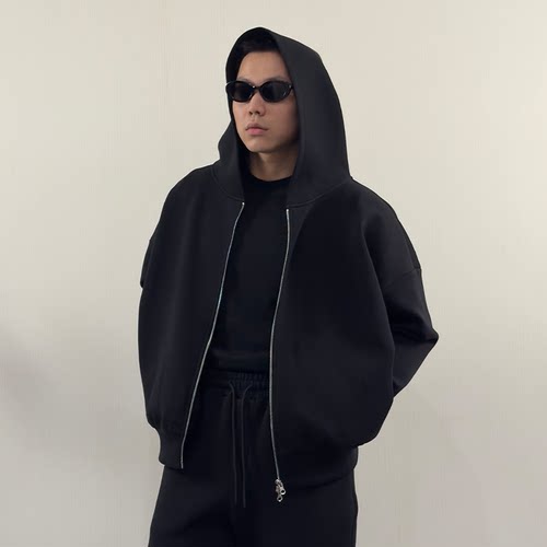 RoastLucky秋季新款时尚空气层拉链帽衫男款休闲运动百搭卫衣外套