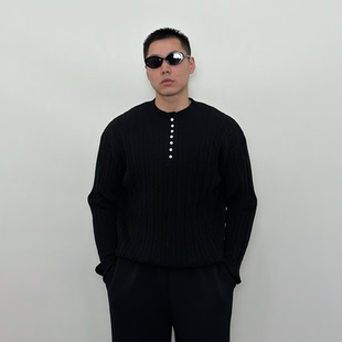 Roast 上衣 lucky秋冬羊毛亨利领毛衣混纺慵懒老钱风软糯针织衫