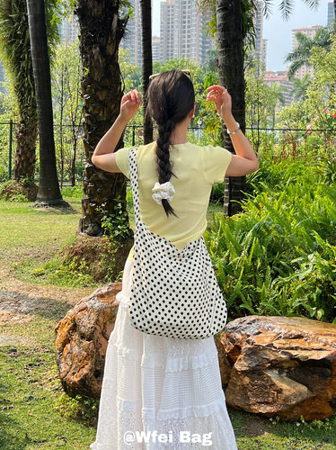 复古斜挎包百搭单肩包波点韩系