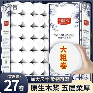 臻诺原生木浆无芯卷纸五层加量加厚家用卫生纸实惠装厕纸印花纸巾