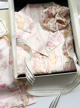 春夏新款冰丝睡衣女2025高级感短袖卡通家居服送闺蜜生日礼物礼盒