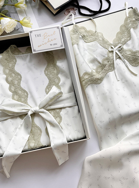 2025夏新款冰丝睡袍女吊带裙浴袍性感家居服送闺蜜朋友生日礼盒