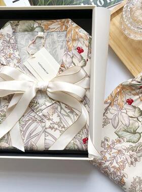 送朋友送妈妈节日礼物睡衣礼盒套装高级贡缎绵绸长袖家居服女新年