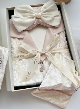 萌兔子金丝绒睡衣女士可爱保暖加绒家居服可外穿送朋友睡衣礼盒装