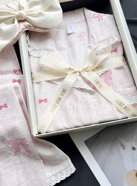 2025夏新款棉质睡衣女短袖全棉家居服蝴蝶结套装送闺蜜生日礼物