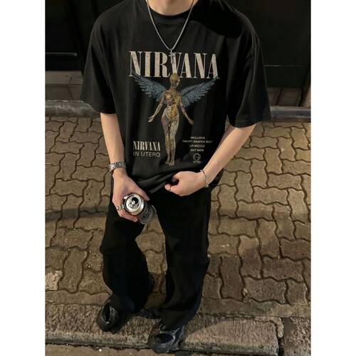 索罗娜凉感美式复古高街男T恤