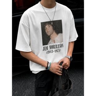 260g索罗娜凉感夏季男装短袖T恤吉姆莫里森美式复古摇滚街头上衣
