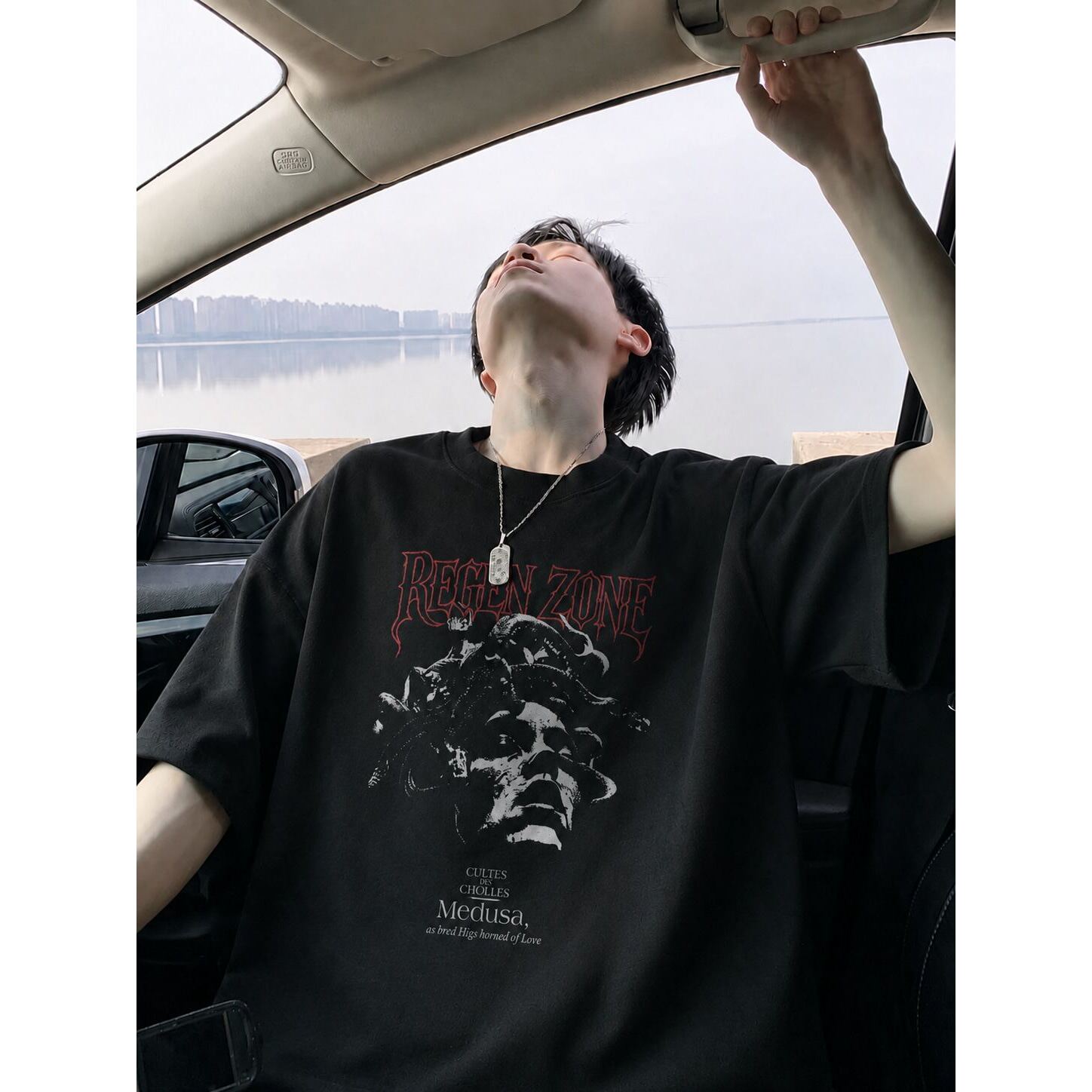 索罗娜凉感暗黑高街男短袖T恤