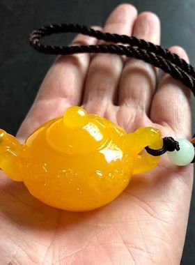 今日【都在抢】新款正品缅甸鸡油黄把把壶挂饰豪运连连汽车钥匙扣