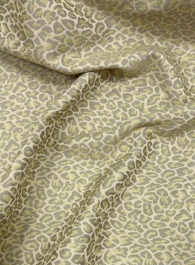 怀旧黄绿色豹纹立体提花面料春秋西服外套风衣裙子设计师服装布料